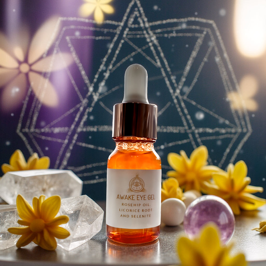Awake Eye Gel with crystal energy and botanicals to awaken and soothe the eyes