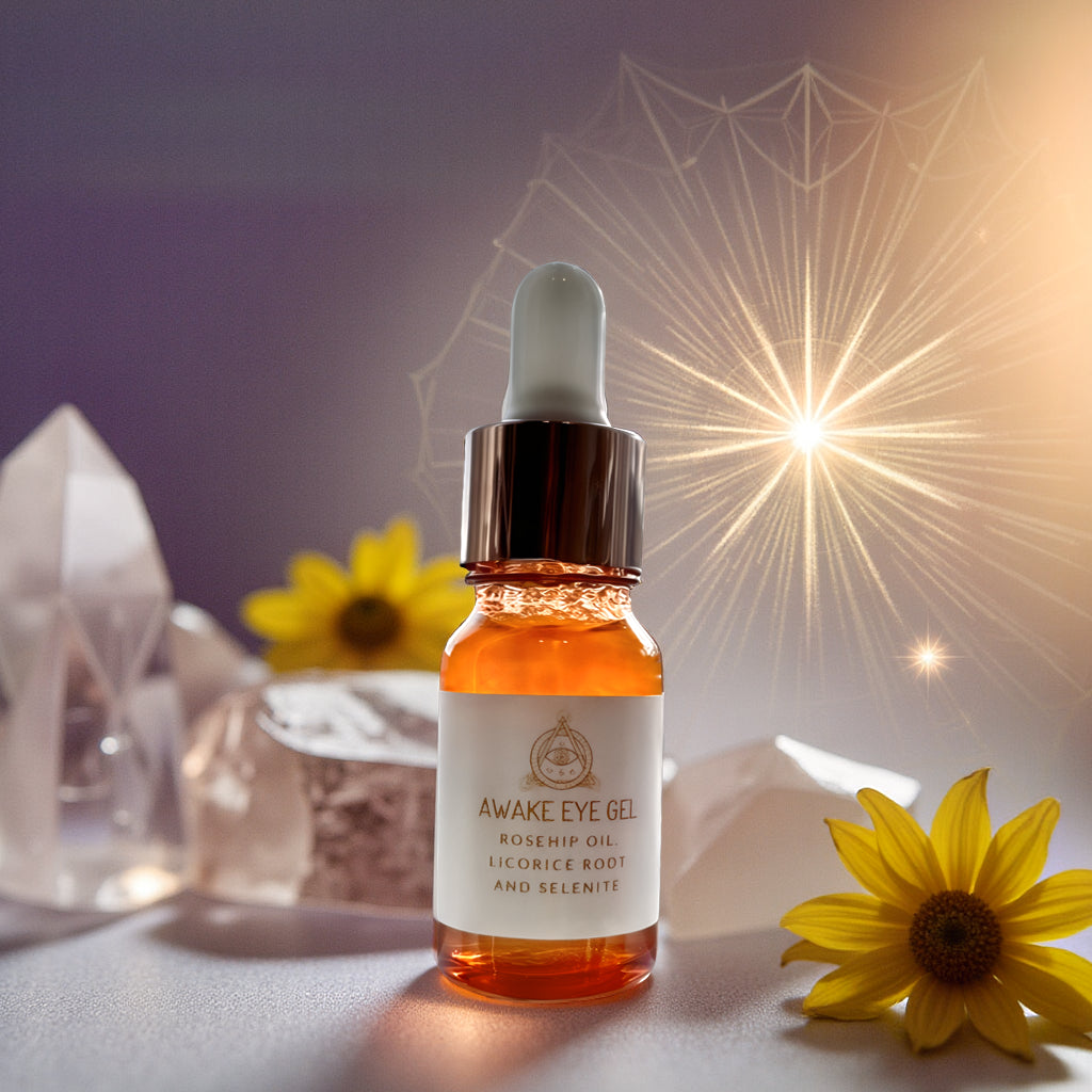 Awake Eye Gel with crystal energy and botanicals to awaken and soothe the eyes