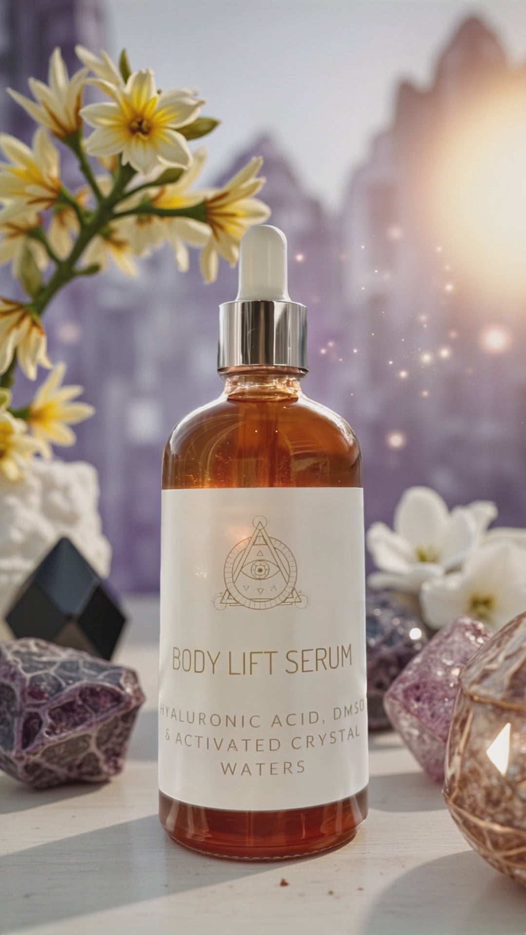 Body Lift Serum infused with crystal frequencies for skin tightening and EMF defense